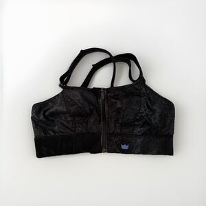 SHEFIT Ultimate Sports Bra Lux Black Snakeskin Zip Front Adjustable High Impact